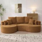 Canapé d'angle incurvé moderne Christopher Knight Home Camilla 106 po à 3 places rembourré avec 7 oreillers