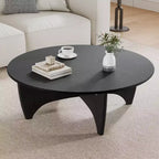 PexFix 38 Table basse ronde moderne en bois massif de style rustique avec pieds croisés robustes pour maison, bureau, salon, noir