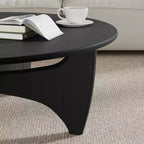PexFix 38 Table basse ronde moderne en bois massif de style rustique avec pieds croisés robustes pour maison, bureau, salon, noir