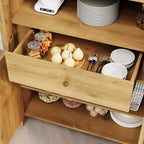 Armoire de rangement haute arquée de 71", Armoire de cuisine style ferme avec portes en acrylique et étagères réglables, pour cuisine, salle à manger