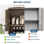 Buffet mi-siècle moderne avec portes, meuble de rangement en bois à 3 niveaux pour salon et salle à manger