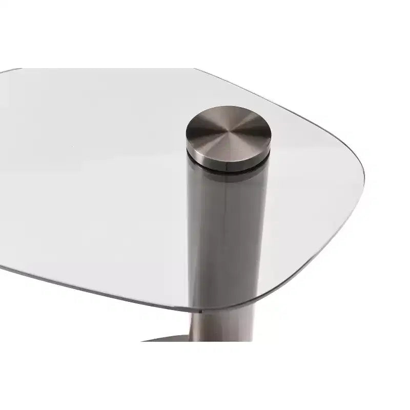 HomeStock Table d'appoint ronde de 15 po de hauteur en acier inoxydable, couleur grise, 1 pièce