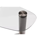 HomeStock Table d'appoint ronde de 15 po de hauteur en acier inoxydable, couleur grise, 1 pièce