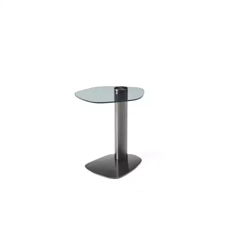 HomeStock Table d'appoint ronde de 15 po de hauteur en acier inoxydable, couleur grise, 1 pièce