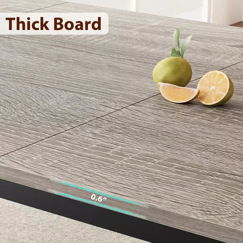 COZONY 78,7 Grande Table à Manger Rectangulaire pour 6 à 8 Personnes, Table de Cuisine Industrielle en Bois avec Cadre Métallique Robuste pour Salle à Manger, Restaurant (Sans Chaises)