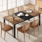 COZONY 78,7 Grande Table à Manger Rectangulaire pour 6 à 8 Personnes, Table de Cuisine Industrielle en Bois avec Cadre Métallique Robuste pour Salle à Manger, Restaurant (Sans Chaises)