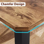 COZONY 78,7 Grande Table à Manger Rectangulaire pour 6 à 8 Personnes, Table de Cuisine Industrielle en Bois avec Cadre Métallique Robuste pour Salle à Manger, Restaurant (Sans Chaises)