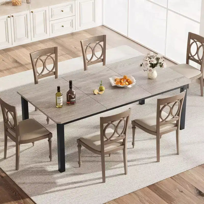 COZONY 78,7 Grande Table à Manger Rectangulaire pour 6 à 8 Personnes, Table de Cuisine Industrielle en Bois avec Cadre Métallique Robuste pour Salle à Manger, Restaurant (Sans Chaises)