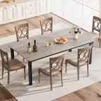 COZONY 78,7 Grande Table à Manger Rectangulaire pour 6 à 8 Personnes, Table de Cuisine Industrielle en Bois avec Cadre Métallique Robuste pour Salle à Manger, Restaurant (Sans Chaises)