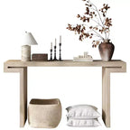 Okak 60IN Table Console Longue de Ferme, Table d'Entrée avec Plateau Épais et Long, Table d'Appoint Rustique pour Salon, Couloir