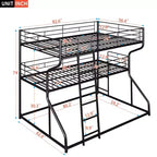 Lit superposé triple Okak double sur grand lit, lits superposés robustes pour enfants avec 2 échelles, cadres de lit pour chambre à coucher, dortoir
