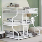 Lit superposé triple Okak double sur grand lit, lits superposés robustes pour enfants avec 2 échelles, cadres de lit pour chambre à coucher, dortoir