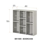 Kings Brand Furniture Bibliothèque contemporaine Haven à 7 étagères, Rangement compact pour salon, chambre ou bureau à domicile