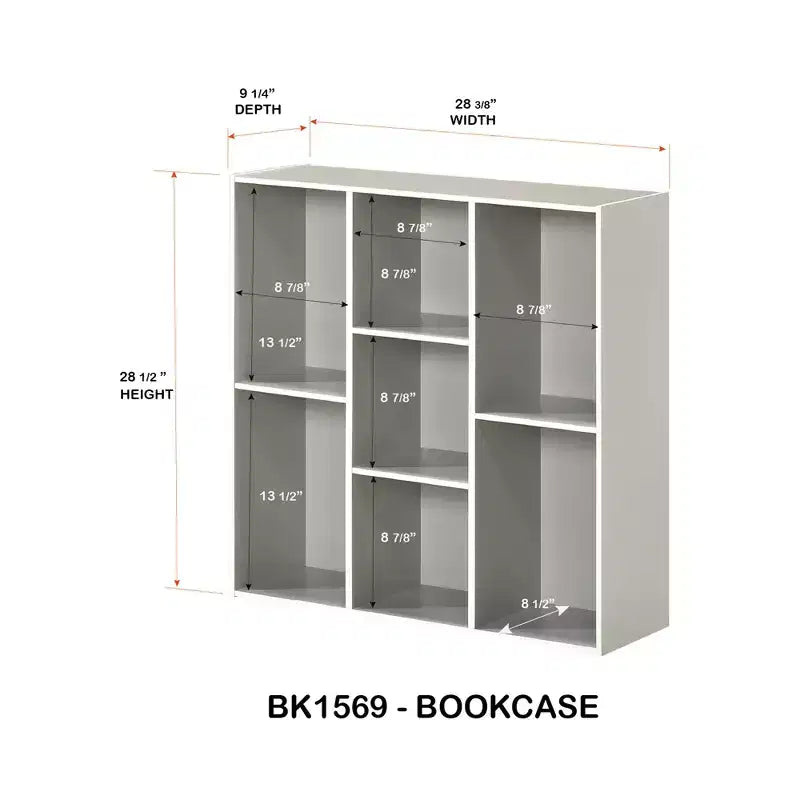 Kings Brand Furniture Bibliothèque contemporaine Haven à 7 étagères, Rangement compact pour salon, chambre ou bureau à domicile