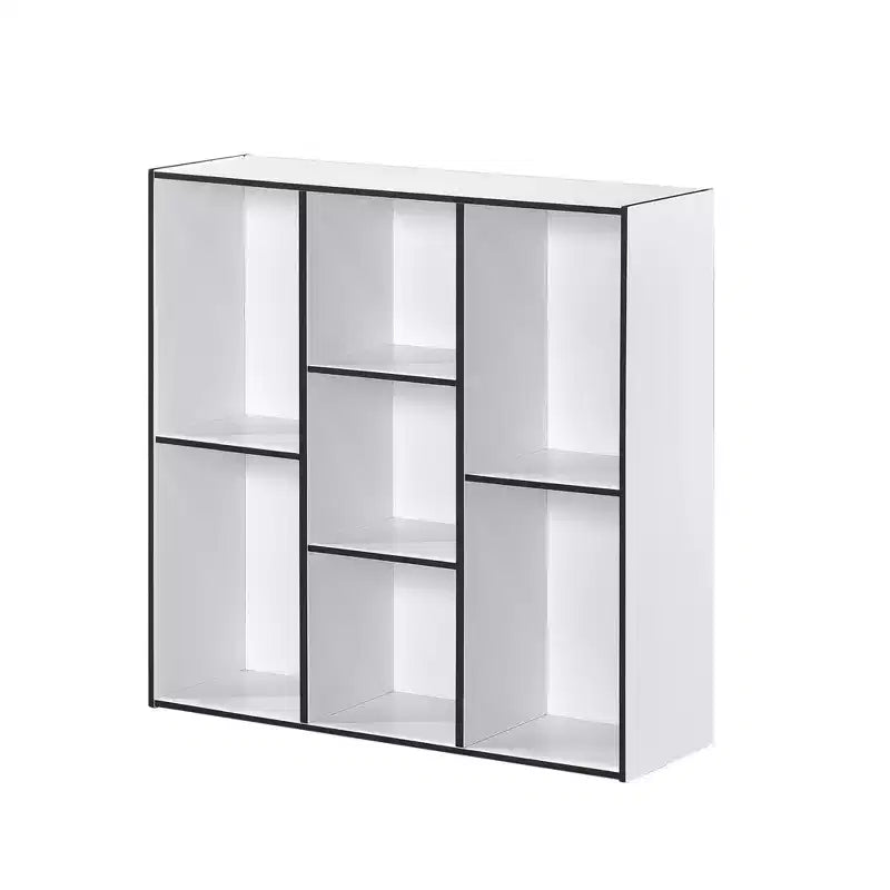 Kings Brand Furniture Bibliothèque contemporaine Haven à 7 étagères, Rangement compact pour salon, chambre ou bureau à domicile