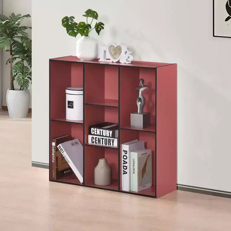 Kings Brand Furniture Bibliothèque contemporaine Haven à 7 étagères, Rangement compact pour salon, chambre ou bureau à domicile