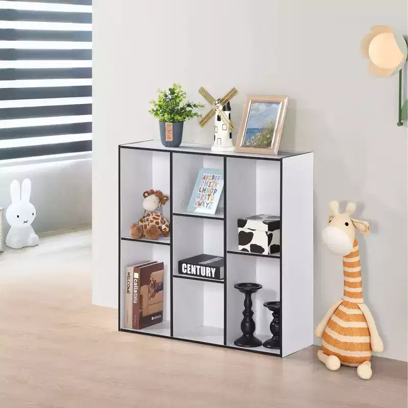 Kings Brand Furniture Bibliothèque contemporaine Haven à 7 étagères, Rangement compact pour salon, chambre ou bureau à domicile