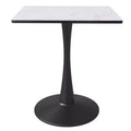 LeisureMod Bristol Square Dining Table with MDF Top and Black Steel Pedestal Base for Modern Kitchen and Dining Room