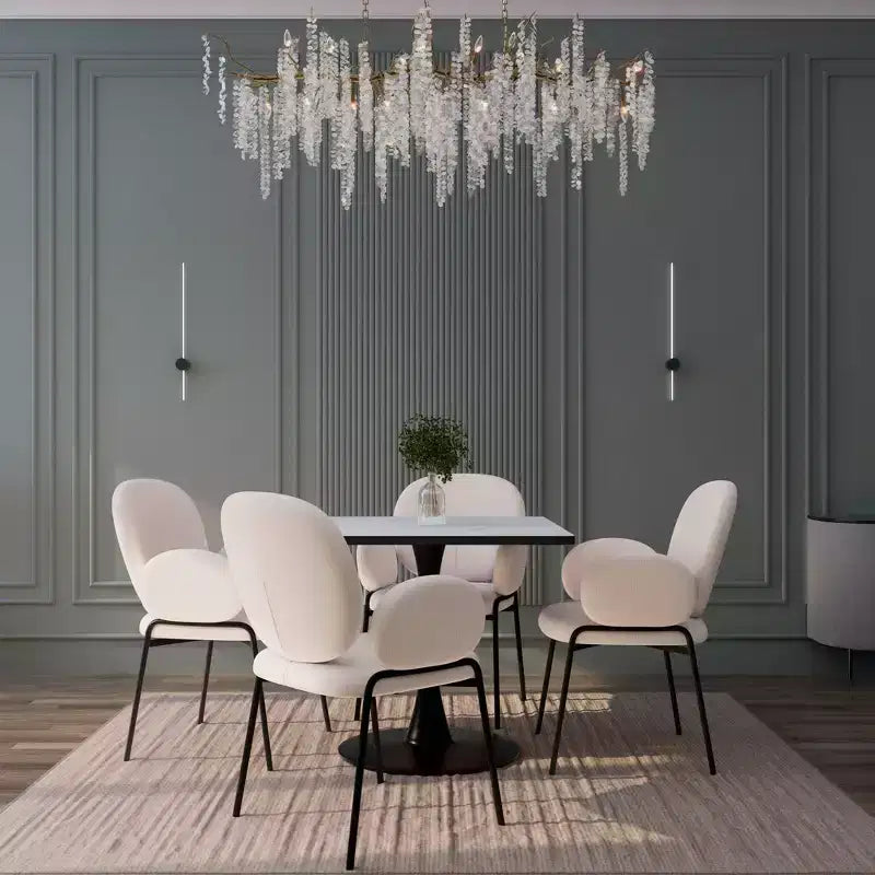 Table à manger carrée LeisureMod Bristol avec plateau en MDF et piètement colonne en acier noir pour cuisine et salle à manger modernes