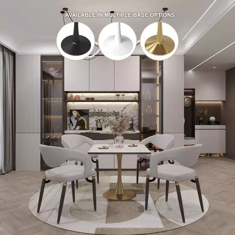 Table à manger carrée LeisureMod Bristol – Plateau en MDF blanc marbré avec base piédestal en acier doré, cuisine moderne, salle à manger, café, petit appartement