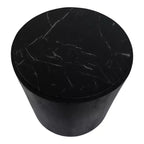 Table d'appoint moderne en pierre et bois de manguier avec élégant plateau en marbre, design rond contemporain, base en bois massif durable pour une décoration intérieure élégante