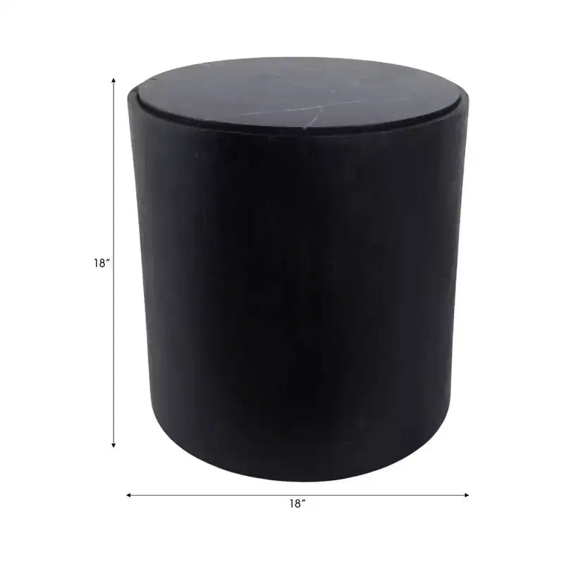 Table d'appoint moderne en pierre et bois de manguier avec élégant plateau en marbre, design rond contemporain, base en bois massif durable pour une décoration intérieure élégante