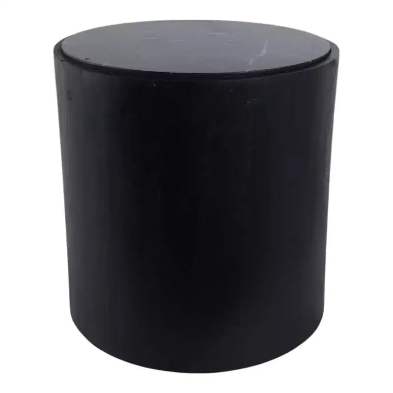 Table d'appoint moderne en pierre et bois de manguier avec élégant plateau en marbre, design rond contemporain, base en bois massif durable pour une décoration intérieure élégante