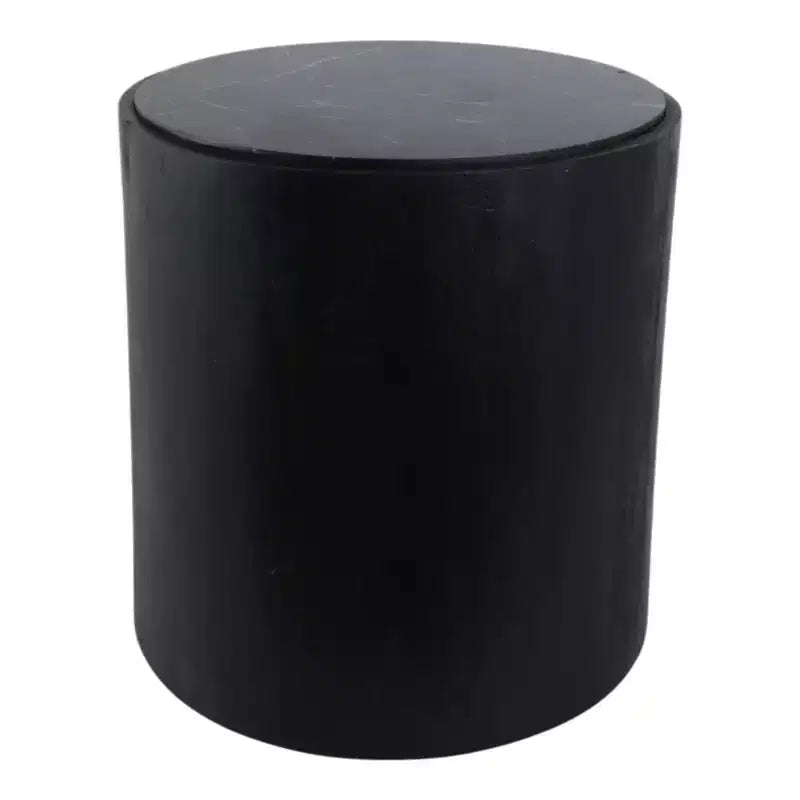 Table d'appoint moderne en pierre et bois de manguier avec élégant plateau en marbre, design rond contemporain, base en bois massif durable pour une décoration intérieure élégante