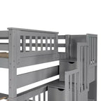 Lit superposé avec escalier double sur double pour enfants, cadre de lit superposé double avec 6 tiroirs de rangement et barrière de sécurité pour chambre à coucher ou dortoir