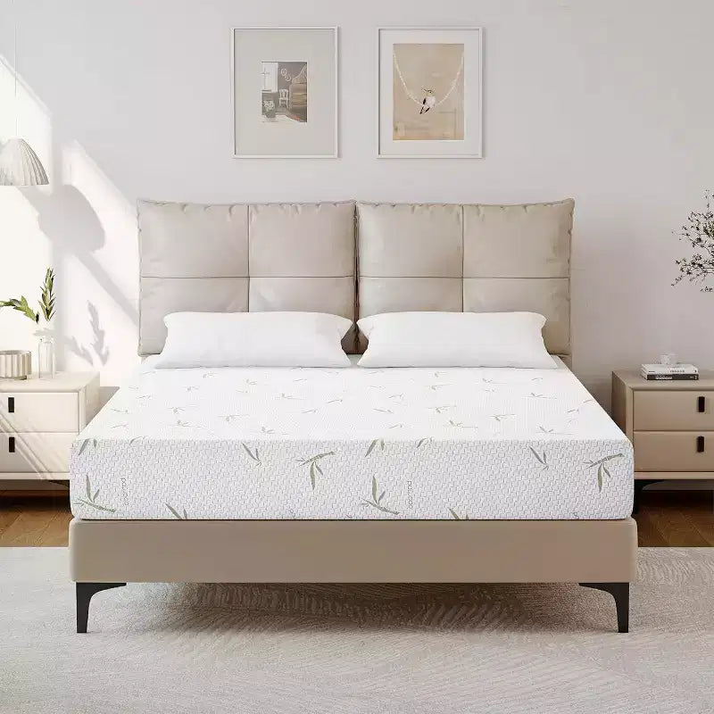 Matelas en mousse à mémoire de forme 8 à 10 pouces en boîte, mousse gel de fermeté moyenne avec housse en bambou rafraîchissante, sans fibre de verre, certifié CertiPUR-US