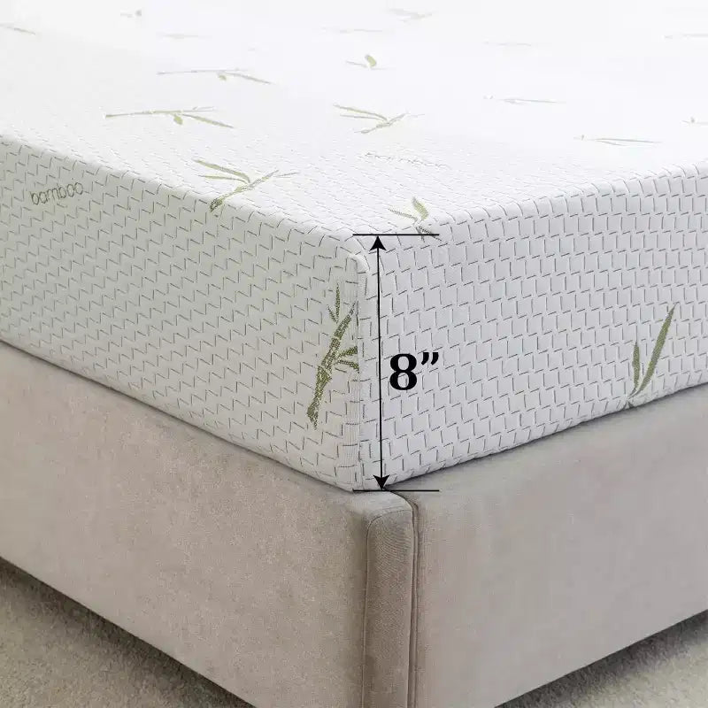 Matelas en mousse à mémoire de forme 8 à 10 pouces en boîte, mousse gel de fermeté moyenne avec housse en bambou rafraîchissante, sans fibre de verre, certifié CertiPUR-US