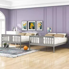 Lit superposé double sur double pour enfants, cadre de lit superposé double avec barrière de sécurité pour chambre à coucher ou dortoir