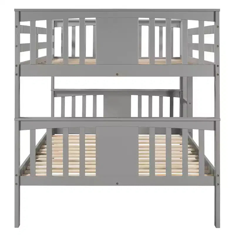 Lit superposé double sur double pour enfants, cadre de lit superposé double avec barrière de sécurité pour chambre à coucher ou dortoir