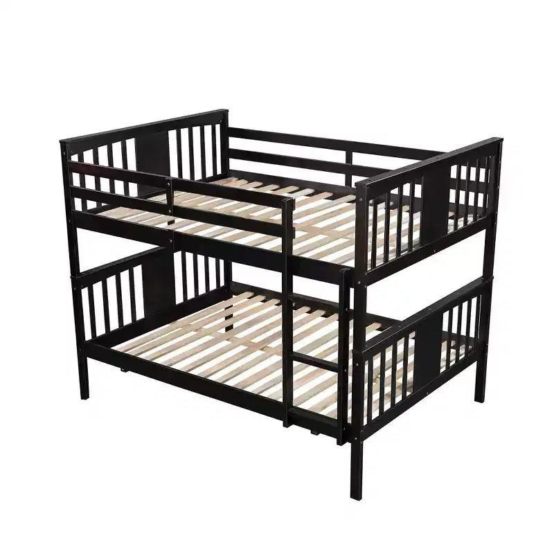 Lit superposé double sur double pour enfants, cadre de lit superposé double avec barrière de sécurité pour chambre à coucher ou dortoir