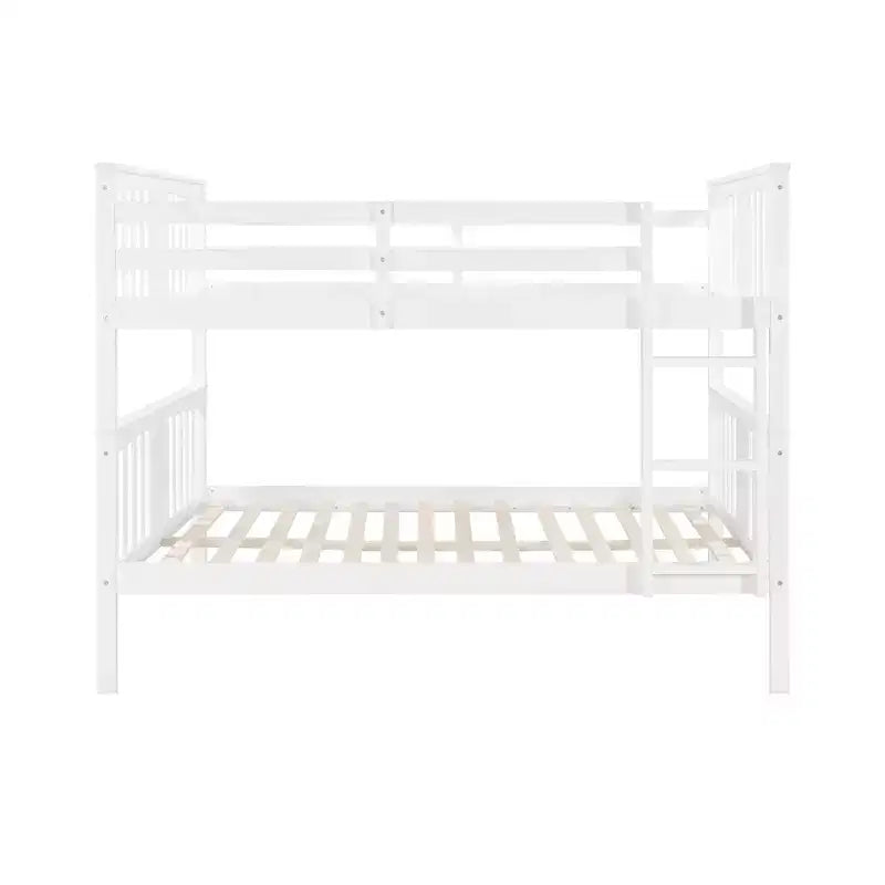 Lit superposé double sur double pour enfants, cadre de lit superposé double avec barrière de sécurité pour chambre à coucher ou dortoir