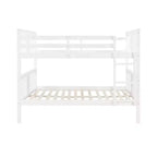Lit superposé double sur double pour enfants, cadre de lit superposé double avec barrière de sécurité pour chambre à coucher ou dortoir