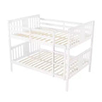 Lit superposé double sur double pour enfants, cadre de lit superposé double avec barrière de sécurité pour chambre à coucher ou dortoir