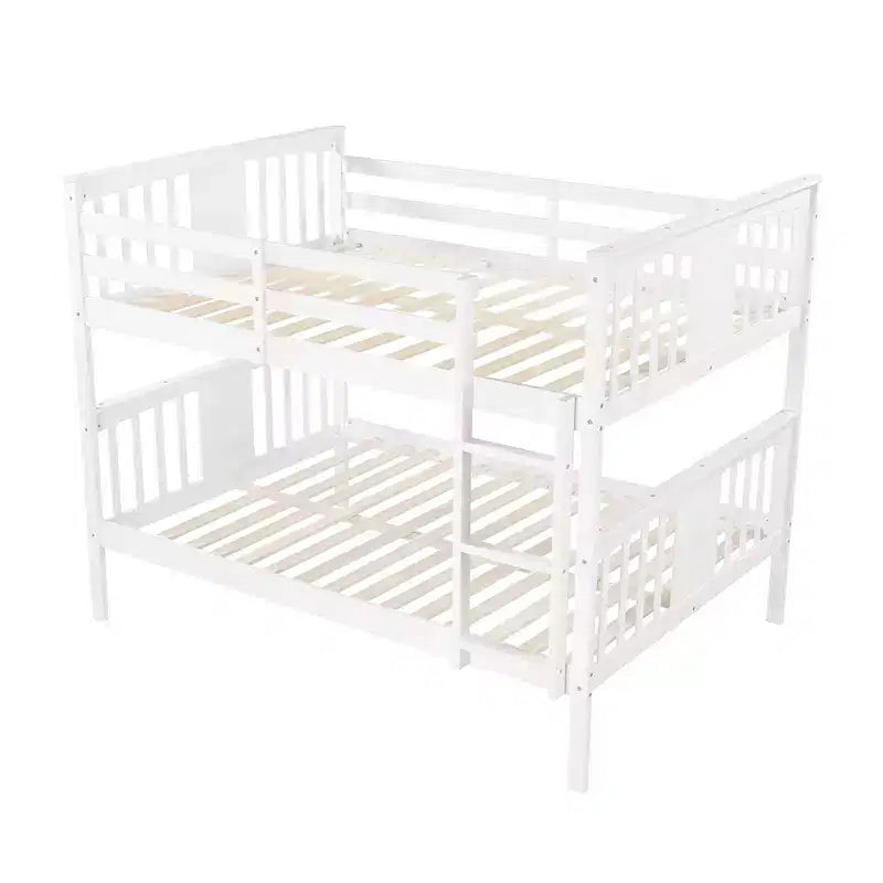 Lit superposé double sur double pour enfants, cadre de lit superposé double avec barrière de sécurité pour chambre à coucher ou dortoir