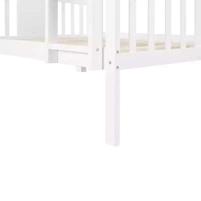 Lit superposé double sur double pour enfants, cadre de lit superposé double avec barrière de sécurité pour chambre à coucher ou dortoir