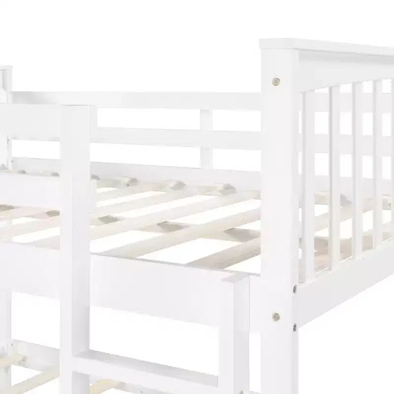 Lit superposé double sur double pour enfants, cadre de lit superposé double avec barrière de sécurité pour chambre à coucher ou dortoir