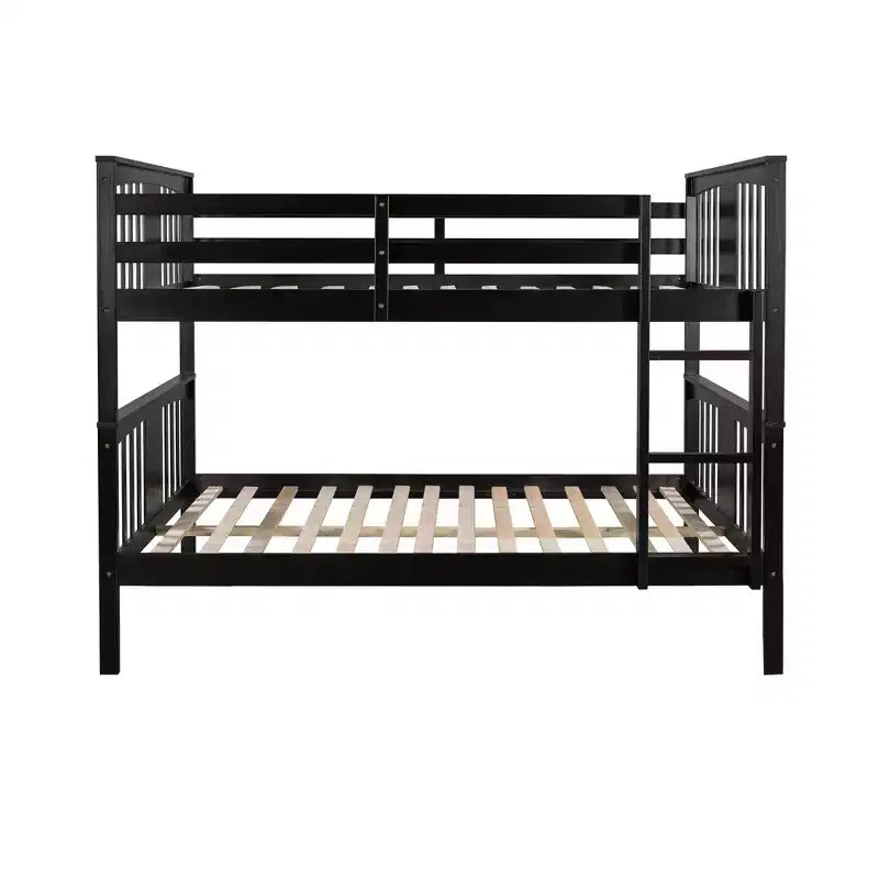 Lit superposé double sur double pour enfants, cadre de lit superposé double avec barrière de sécurité pour chambre à coucher ou dortoir