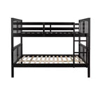 Lit superposé double sur double pour enfants, cadre de lit superposé double avec barrière de sécurité pour chambre à coucher ou dortoir