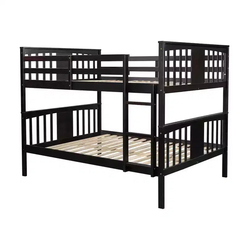Lit superposé double sur double pour enfants, cadre de lit superposé double avec barrière de sécurité pour chambre à coucher ou dortoir