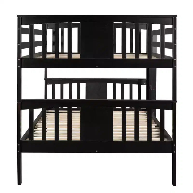 Lit superposé double sur double pour enfants, cadre de lit superposé double avec barrière de sécurité pour chambre à coucher ou dortoir