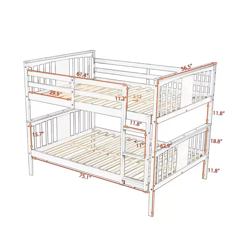 Lit superposé double sur double pour enfants, cadre de lit superposé double avec barrière de sécurité pour chambre à coucher ou dortoir