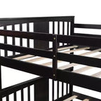 Lit superposé double sur double pour enfants, cadre de lit superposé double avec barrière de sécurité pour chambre à coucher ou dortoir