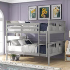 Lit superposé double sur double pour enfants, cadre de lit superposé double avec barrière de sécurité pour chambre à coucher ou dortoir