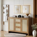 COZONY Modern Rattan Storage Cabinet, 47 Sideboard with Drawers & Doors, Multi-Purpose Home Organizer 3 pcs with 3 boxs shipping