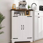 Corner Cabinet with Doors, Small Bathroom Storage Cabinet for Kitchen and Living Room