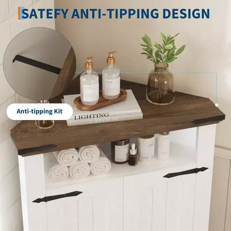 Meuble d'angle avec portes, petit meuble de rangement pour salle de bain, cuisine et salon